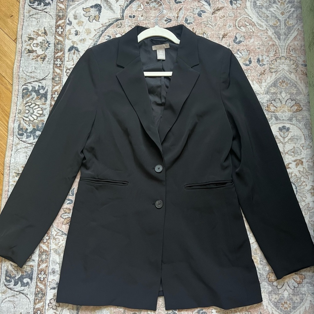 H&M Black Blazer Classic Tailored Suit Jacket Size S